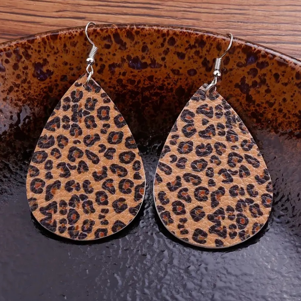 Leopard Print Earrings NIP